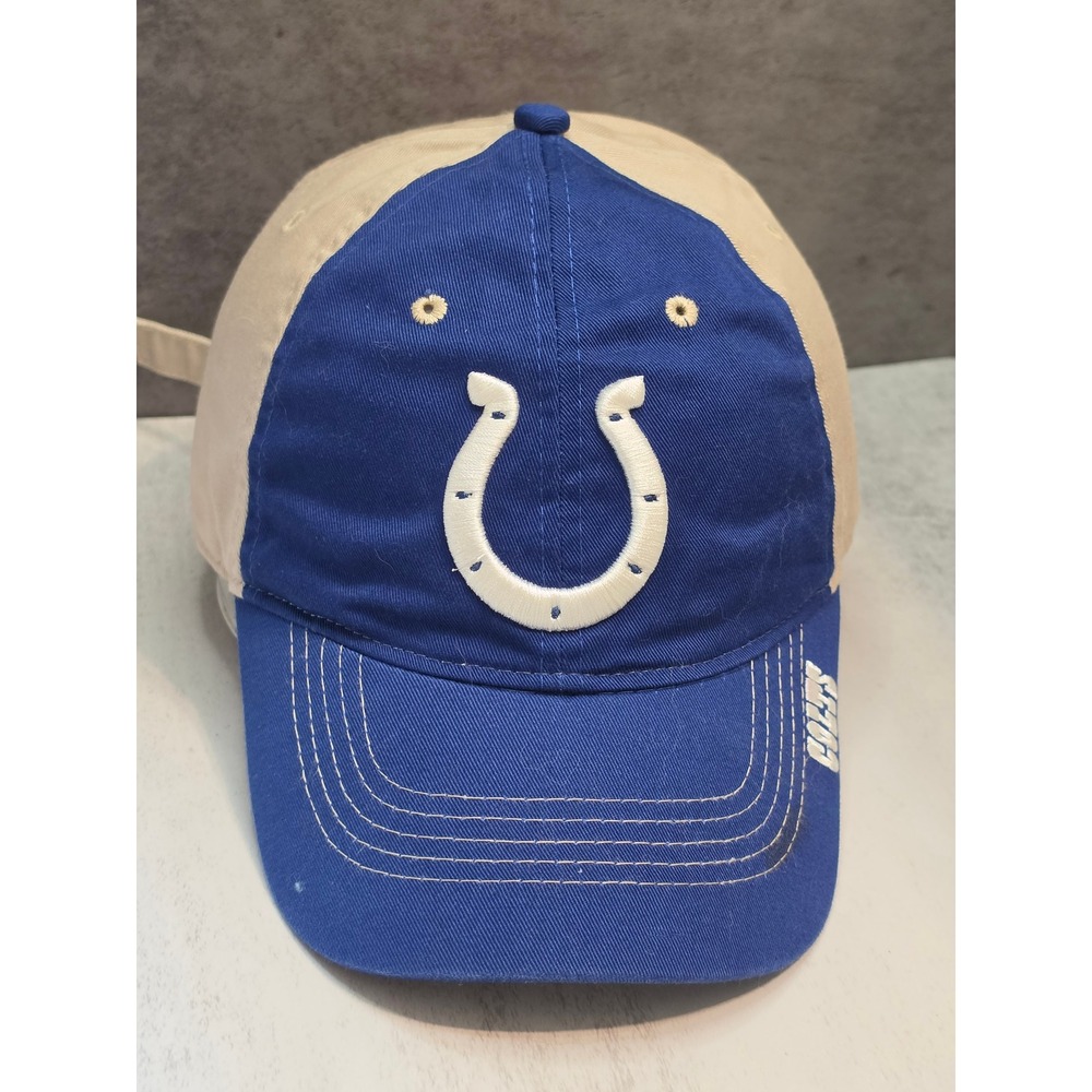 NFL Team Apparel Indianapolis Colts Hat Blue Khaki Adjustable Baseball Cap Mens